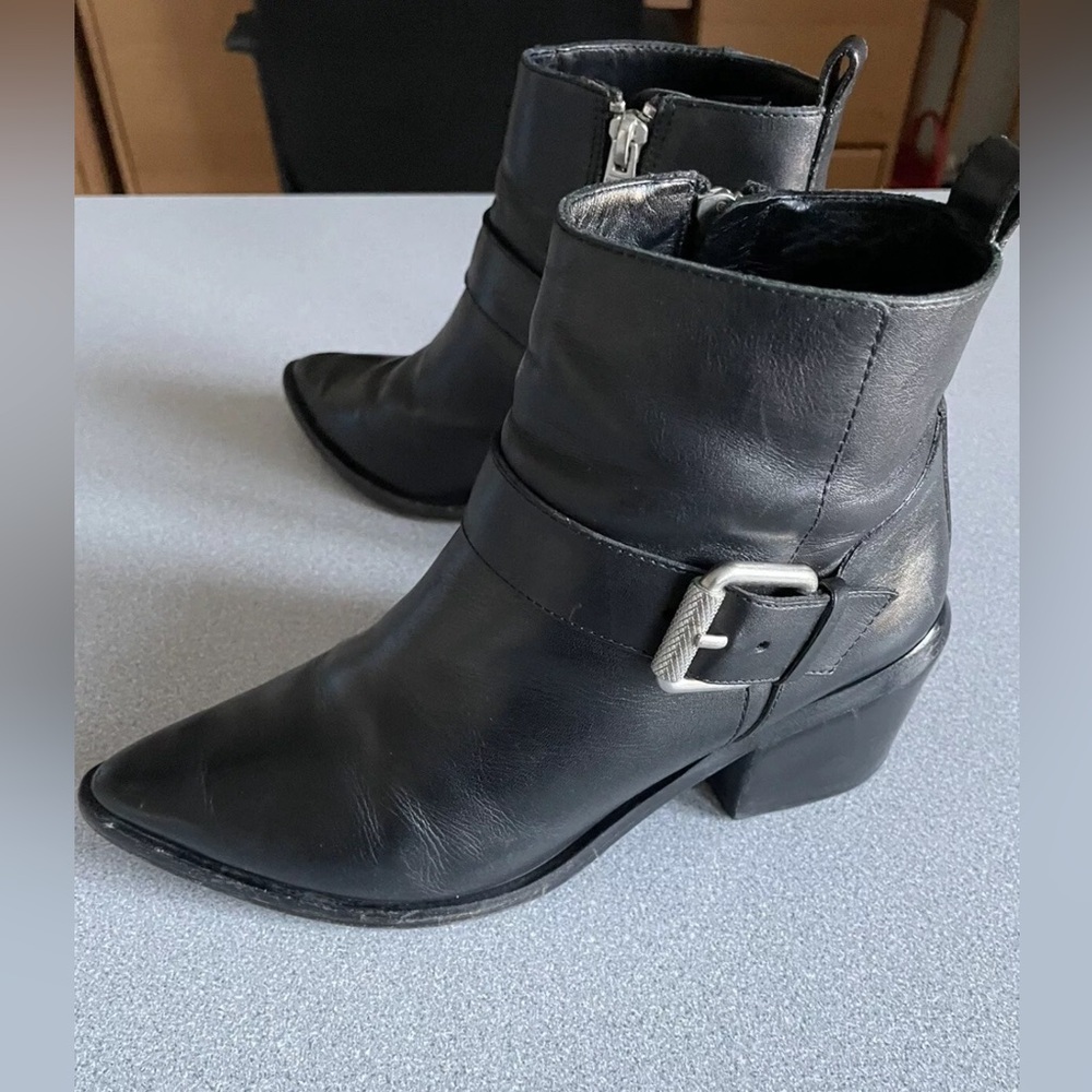 All Saints Jason Buckle Ankle Bootie Black  EU 38.5